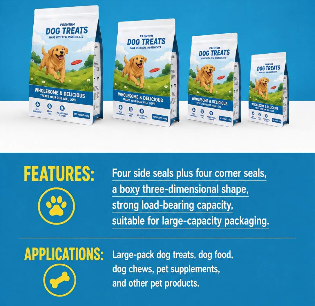 Flat Bottom & Eight-Side Seal Pouches for Pet Food
