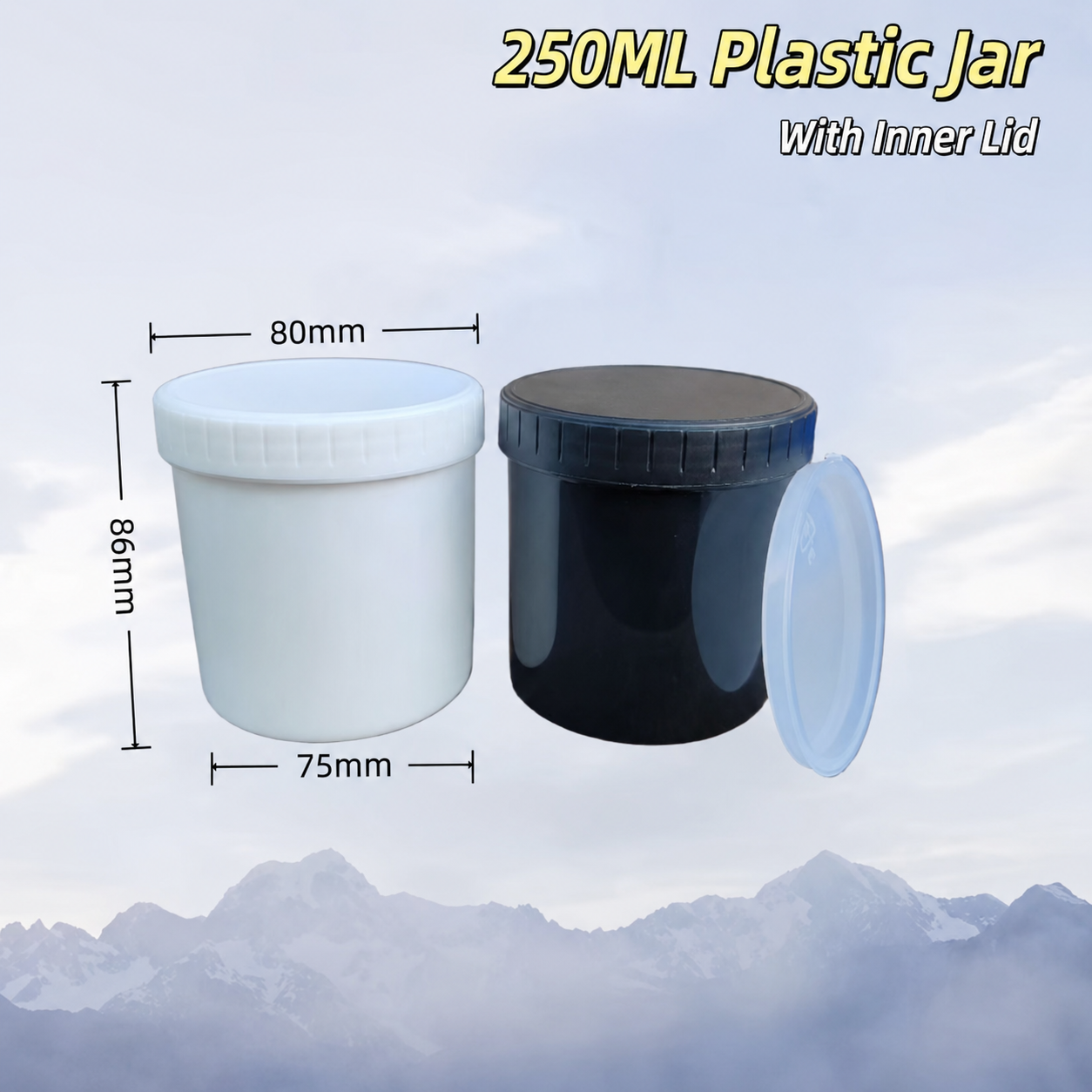 250ml Plastic Jar with Inner Lid for Creams & Supplements