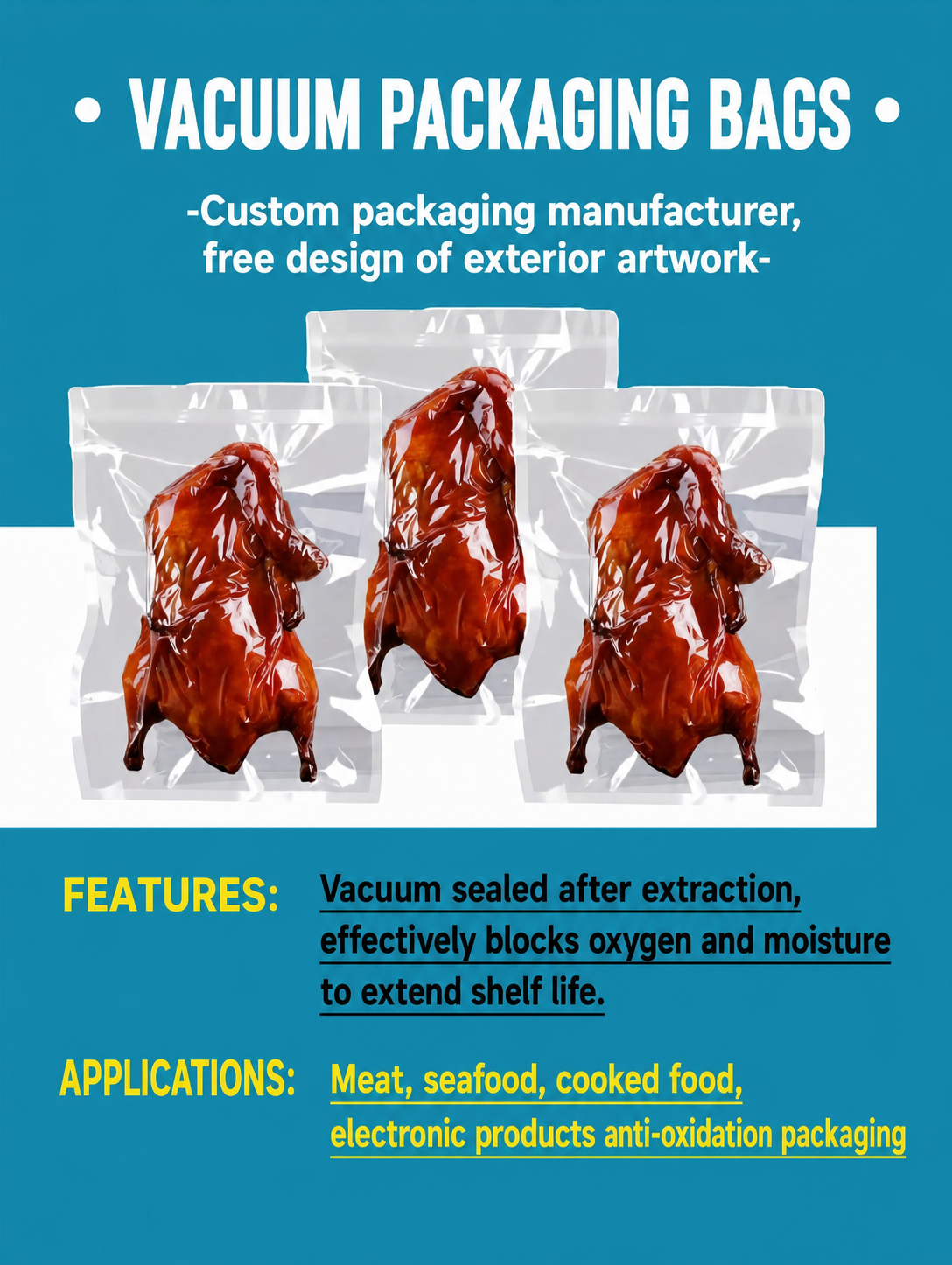 Vacuum Packaging Bags for Meat, Seafood & Cooked Food
