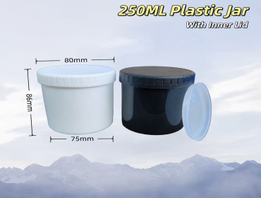 250ml Plastic Jar with Inner Lid for Creams & Supplements