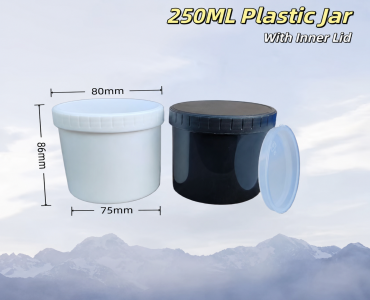 250ml Plastic Jar with Inner Lid for Creams & Supplements